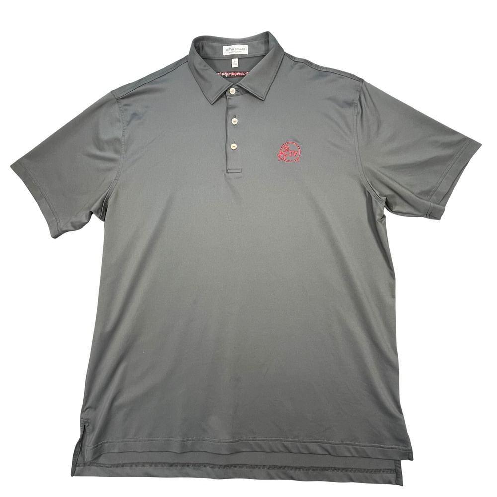 Peter Millar Gray Summer Comfort Performance Polo Shirt Mens Large L
